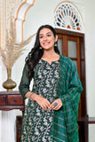 Designer Banarsi Silk Suit Set  - Dark Green