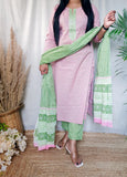 Pink Designer Pure Cotton Kurta Dupatta Set With Hand Work