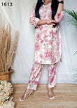 Pink Printed Muslin Collar Pattern Co-ord