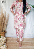 Pink Printed Muslin Collar Pattern Co-ord