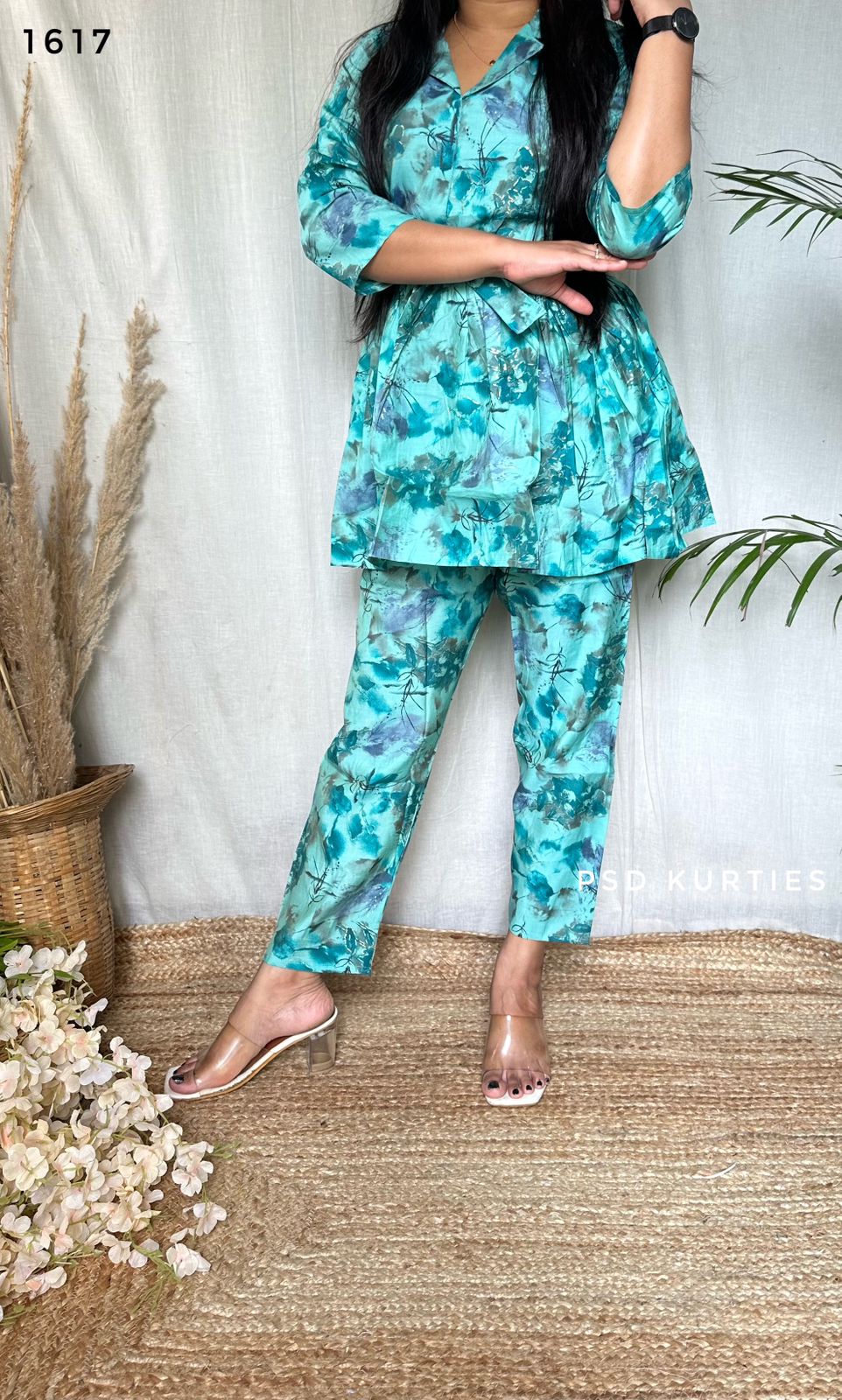 Blue Printed Muslin Co-ord Set