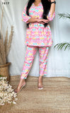 Pink Zig Zag Printed Muslin Co-ord Set