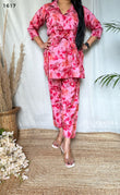 Pink Printed Muslin Co-ord Set