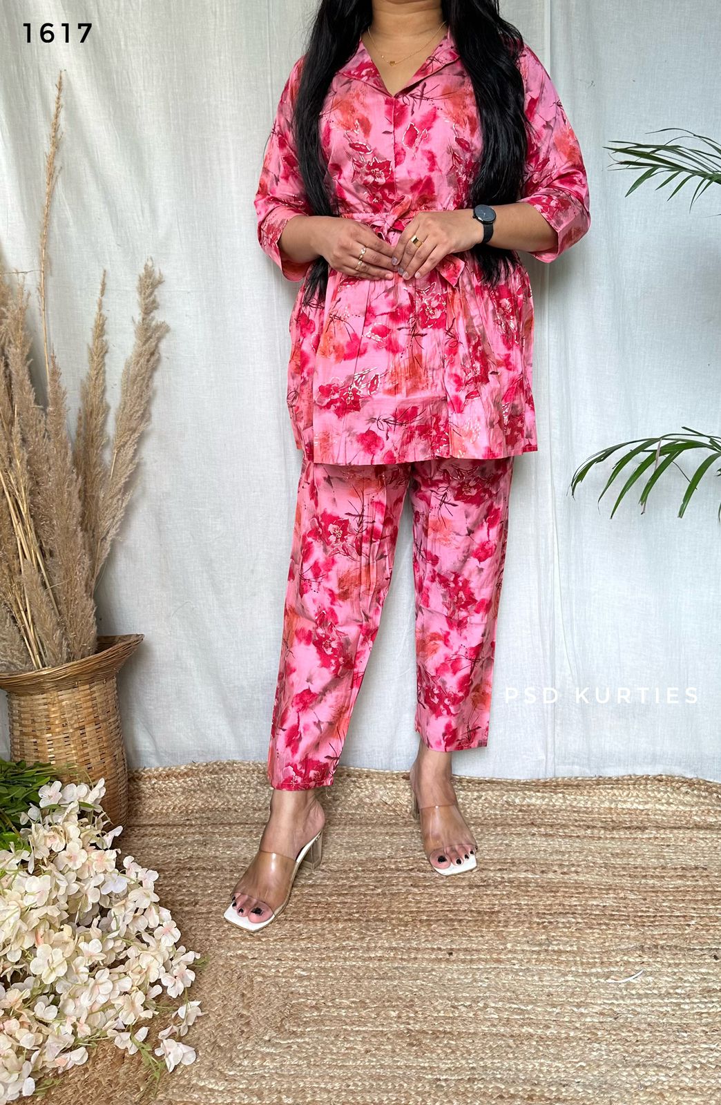 Pink Printed Muslin Co-ord Set