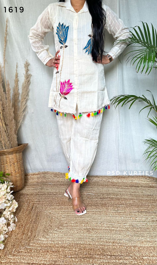 White Trendy Cotton Mal Co-ord Set