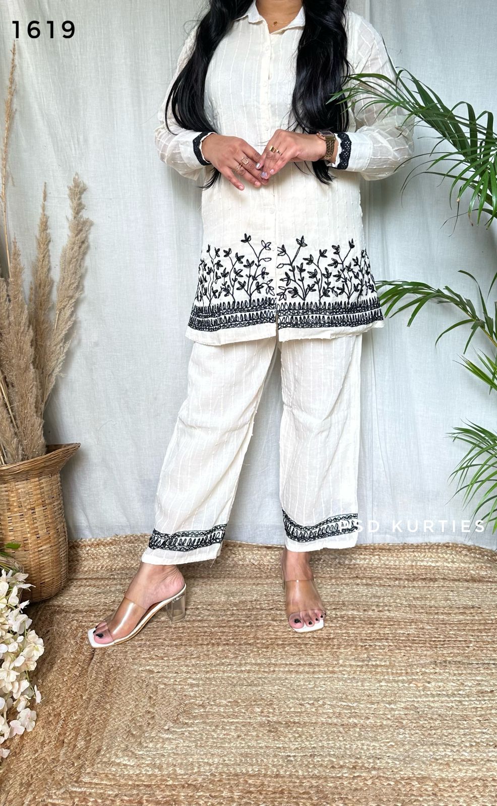 Trendy White Cotton Co-ord Set