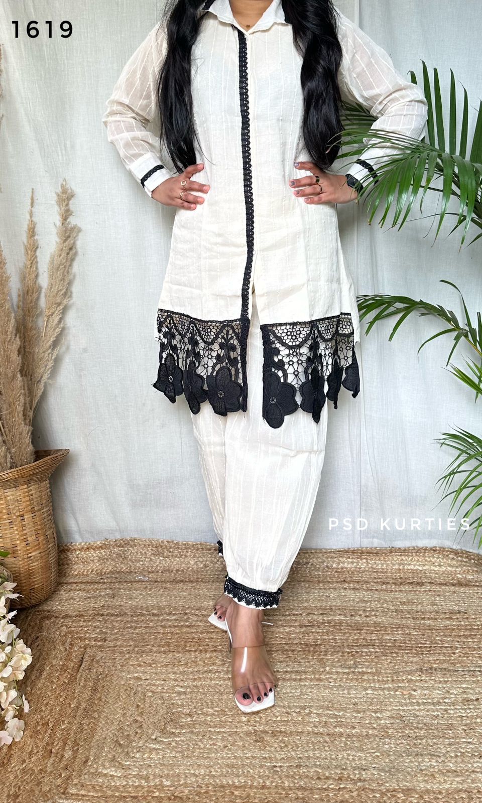 White And Black Trendy Cotton Mal Co-ord Set