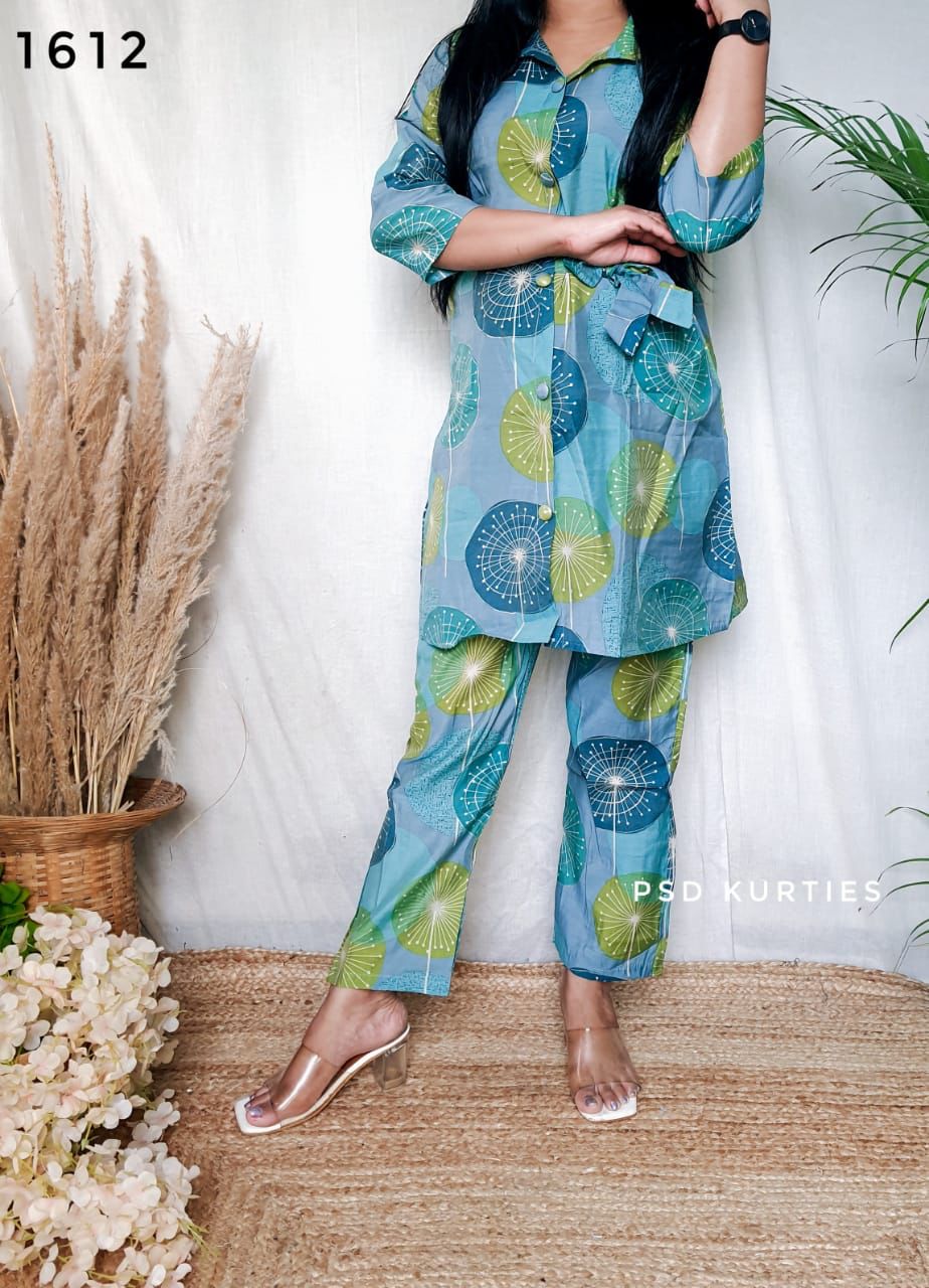 Blue Printed Muslin Co-ord