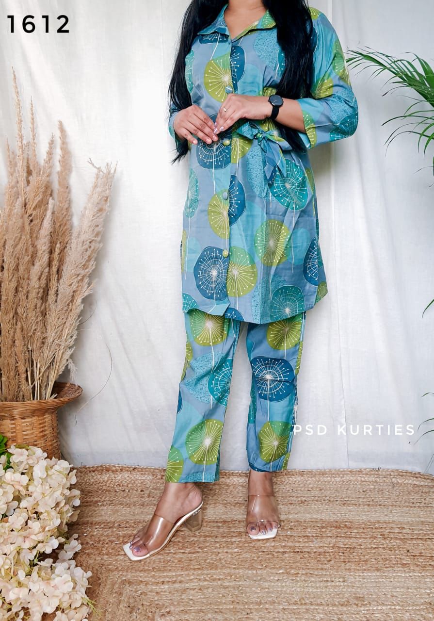 Blue Printed Muslin Co-ord