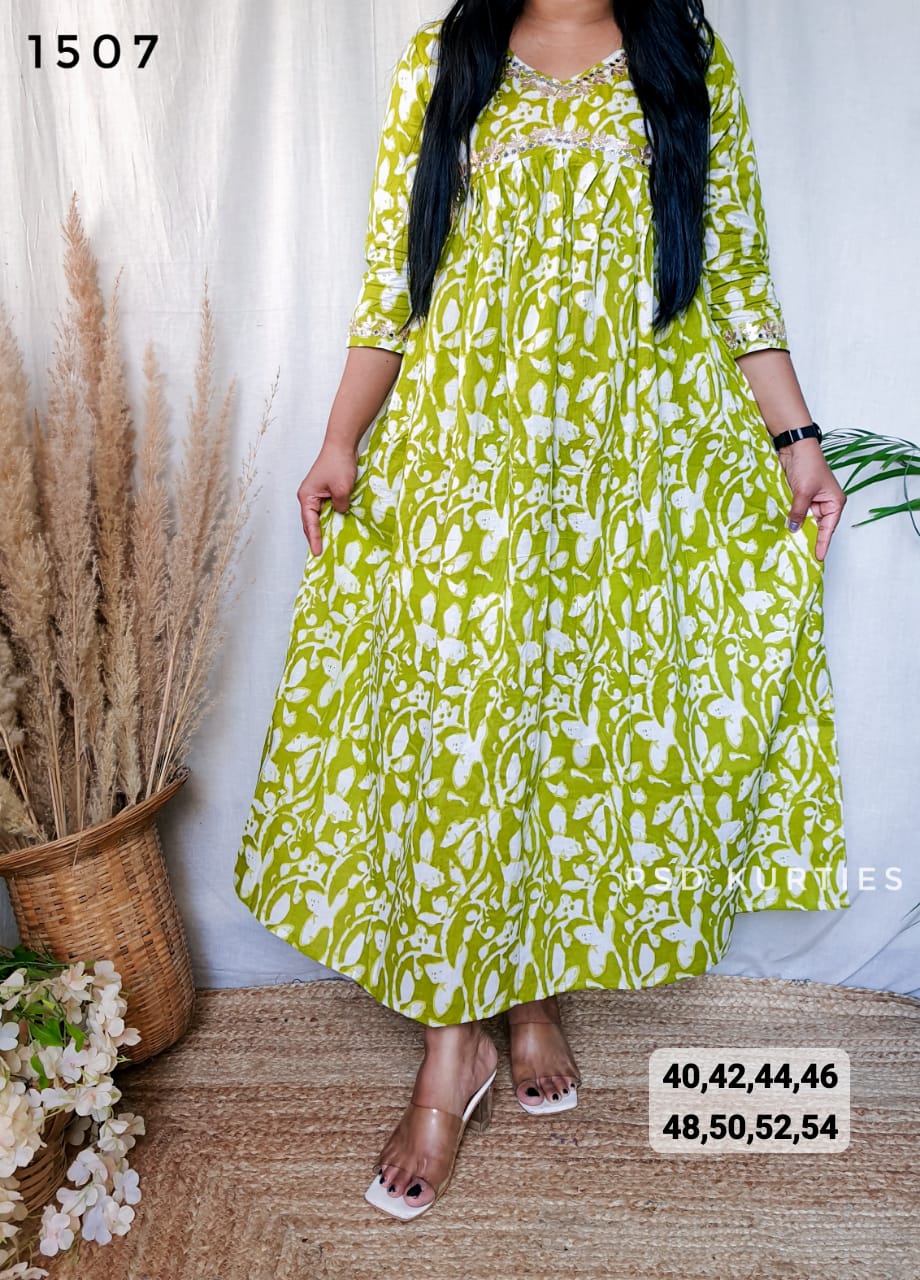 Green Pure Cotton Gown