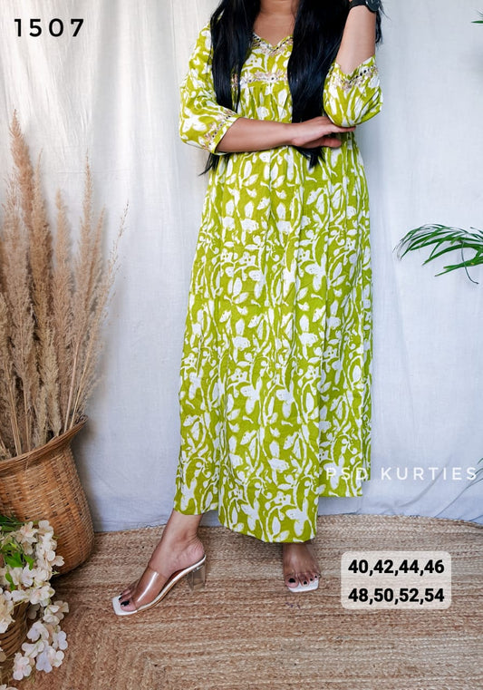 Green Pure Cotton Gown