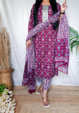 Dark Pink Pure Cotton Dupatta Suit Set