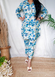 Sky Blue Floral Hand Work Muslin Co-Ord Set