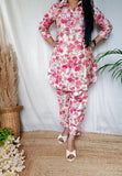 White Or Pink Floral Muslin Co-Ord Set