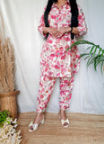 White Or Pink Floral Muslin Co-Ord Set