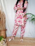 White Or Pink Floral Muslin Co-Ord Set