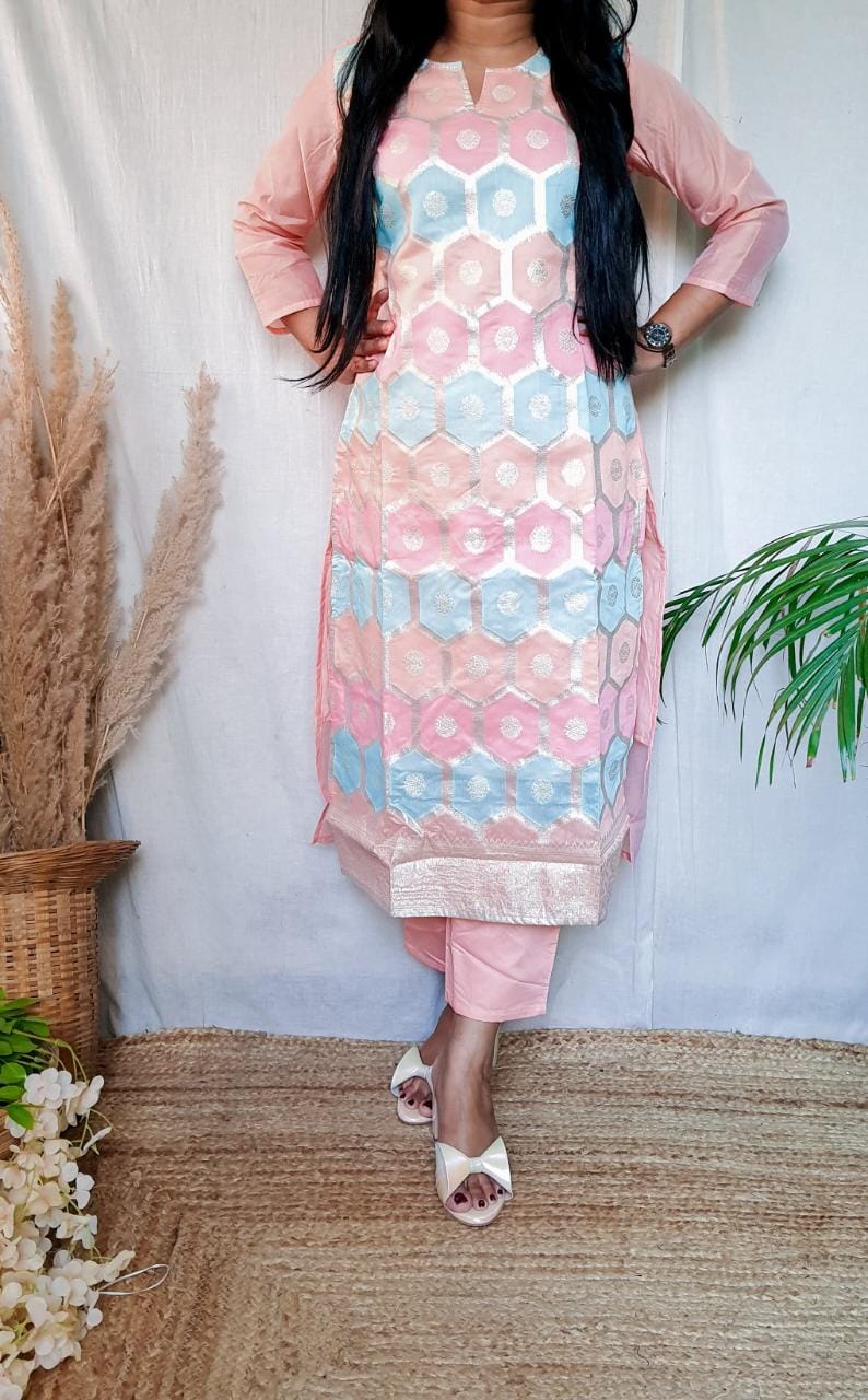 Multicolour Brocade Chanderi Suit