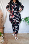 Black Floral Printed Muslin Co-Ord Set