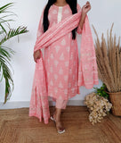 Pink Pure Cotton Dupatta Set