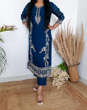 Blue Pakistani Suit Heavy Embroidery Dupatta