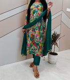 Green Chinnon Hand Work Alia Cut Suit Set