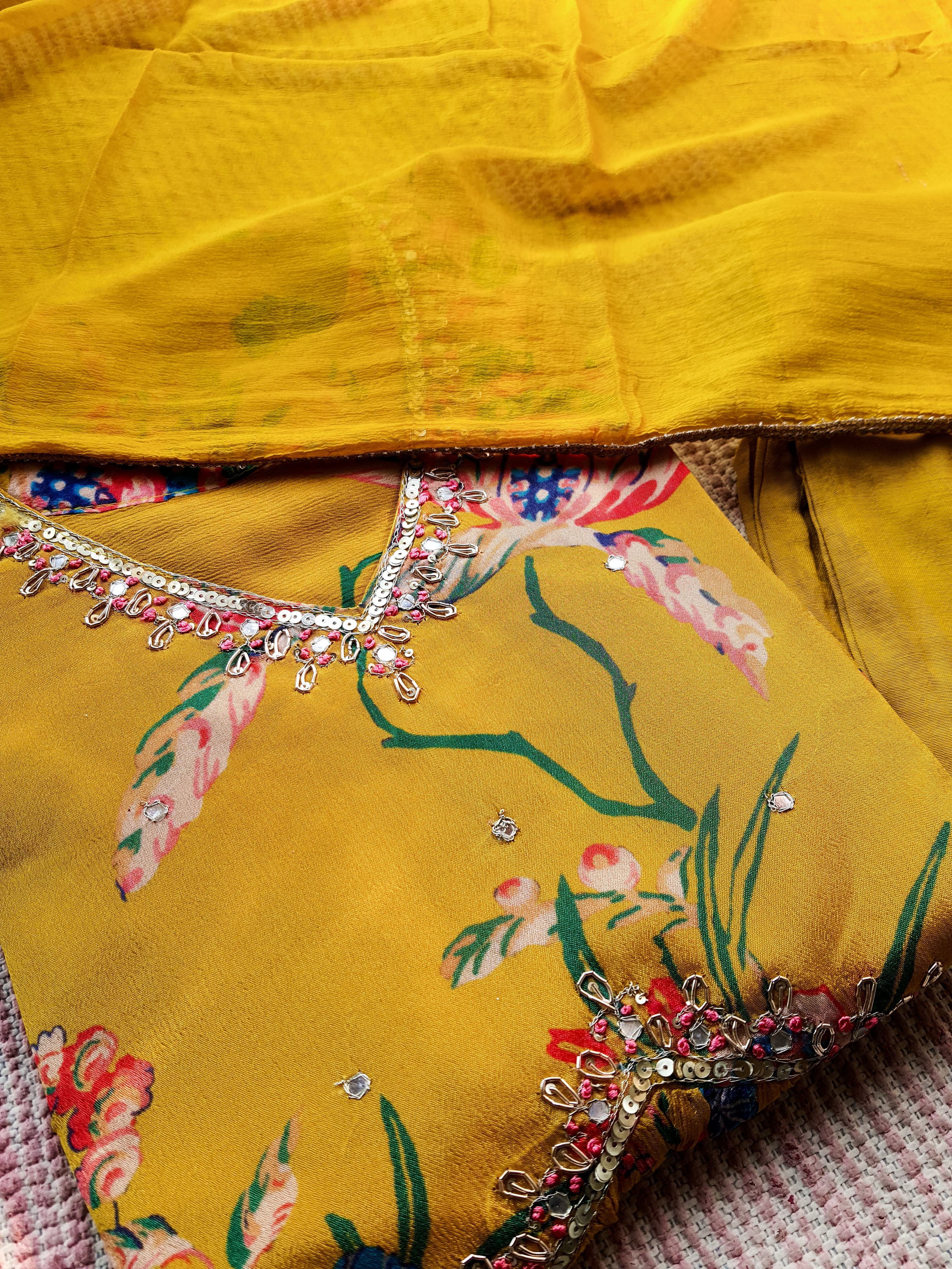 Yellow Chinnon Alia Cut Suit