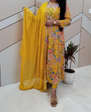 Yellow Chinnon Alia Cut Suit