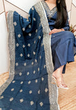 Blue Silk Suit Set With Brocade Banarasi Dupatta