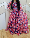 Flower Digital Print Long Gown