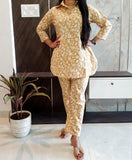 Yellow Collar Pattern Pure Cotton Co-ord Set