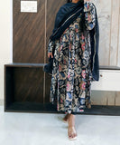 Printed Muslin Frock Suit With Pant And Chiffon Dupatta