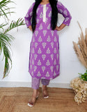 Lavender Pure Cotton Dupatta set