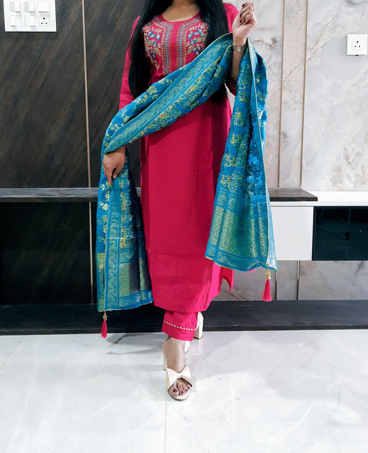 Pink Bombay Silk Suit Set