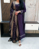 Long Muslin Silk Frock Suit Set