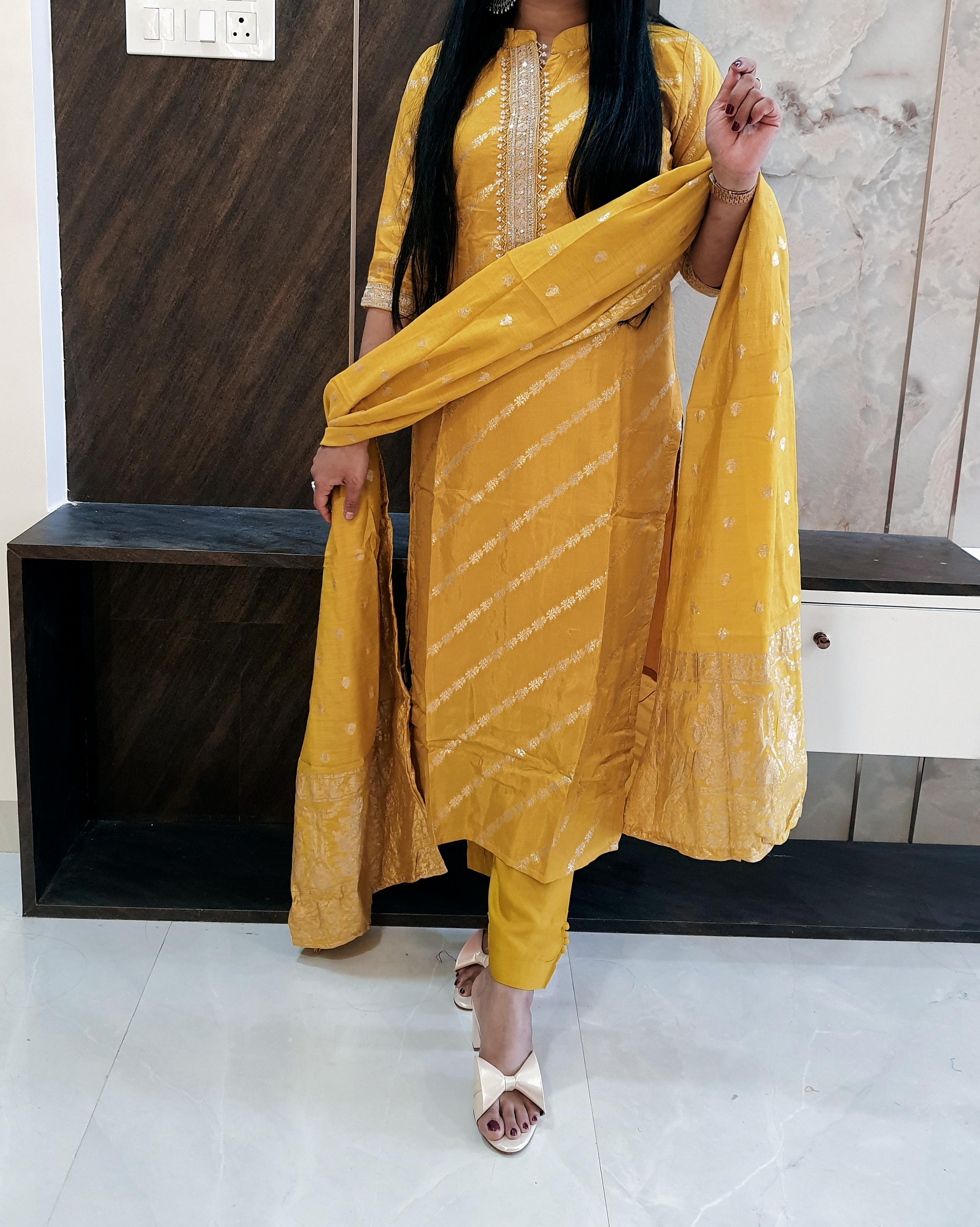 Yellow Banarasi Suit Set