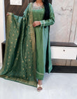 Green Muslin Silk Suit Set