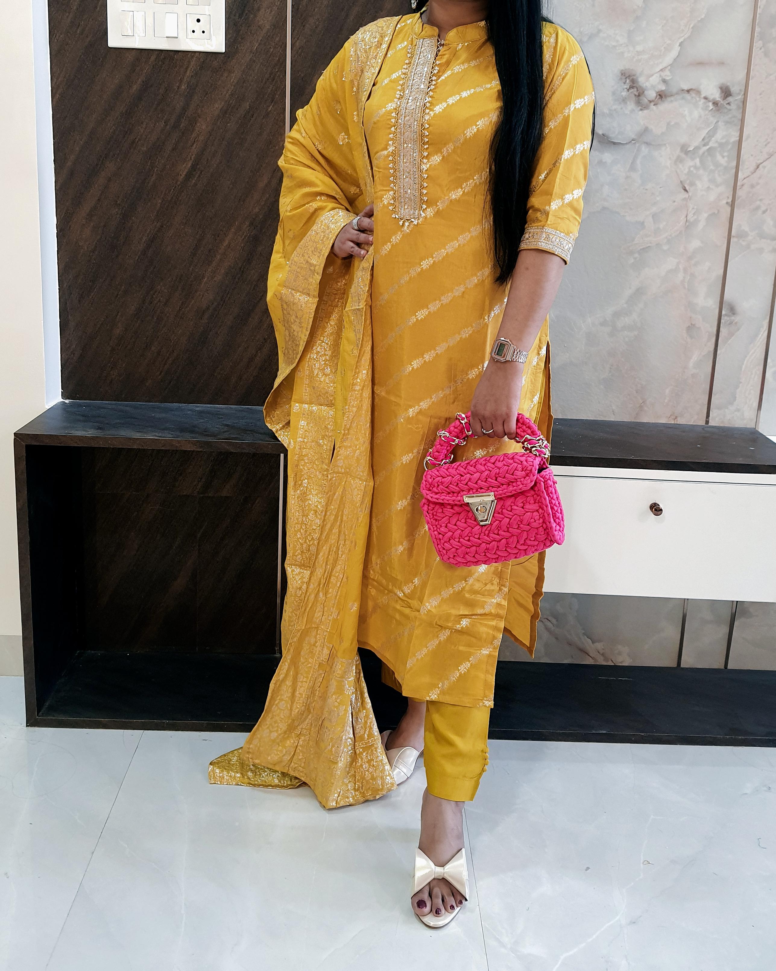 Yellow Banarasi Suit Set