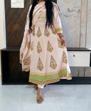 Beige Cotton Frock Suit