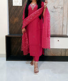 Fuschia Muslin Silk Suit Set