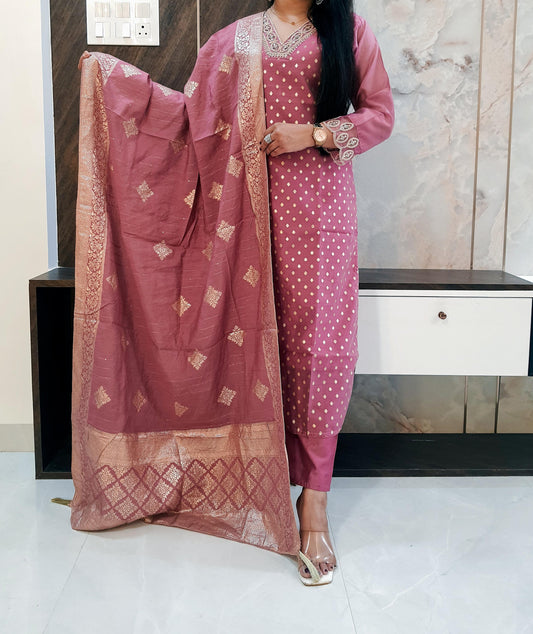 Banarasi Brocade Suit Set With Silk Brocade Dupatta