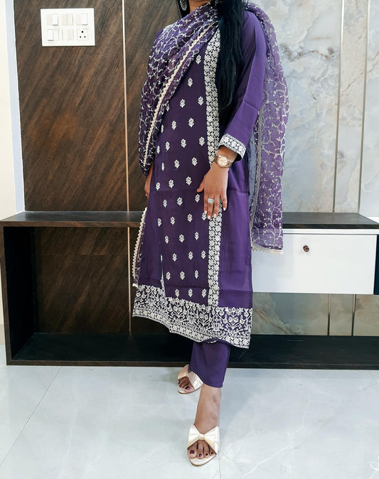 Party Wear Pakistani Suit - Purple