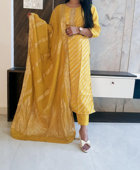 Haldi Peela Banarasi Suit