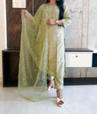 Green Cotton Silk Suit