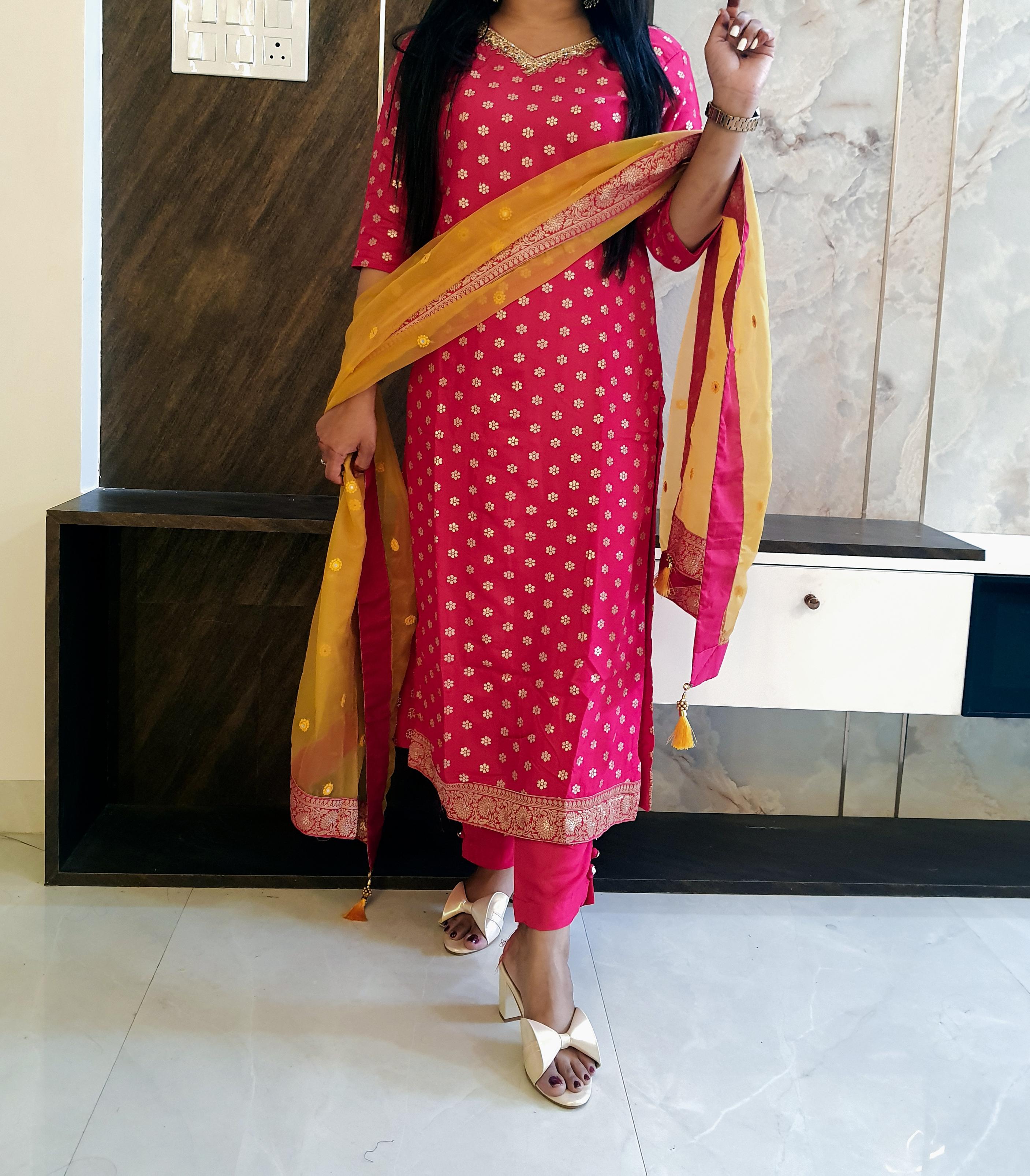 Fushia Banarasi Suit