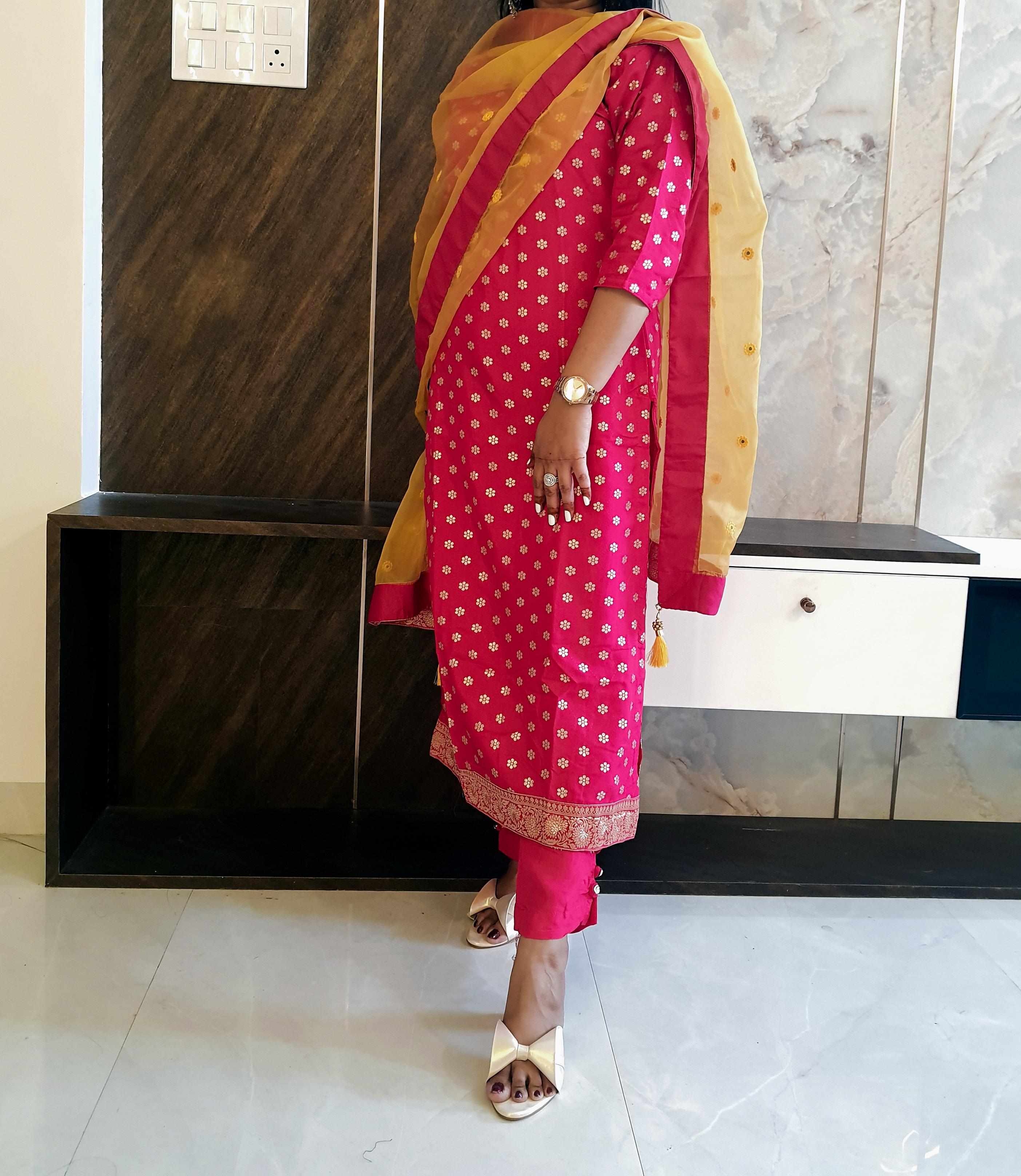 Fushia Banarasi Suit