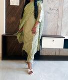 Green Cotton Silk Suit