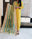 Yellow Premium Cotton Silk Suit