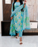 Sky Blue Pure Cotton Dupatta Set