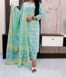 Light Green Pure Cotton Dupatta Set