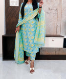 Light Green Pure Cotton Dupatta Set